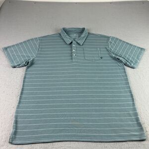 Free‎ Fly Polo Shirt Mens 2XL Blue Striped Performance Bamboo Casual